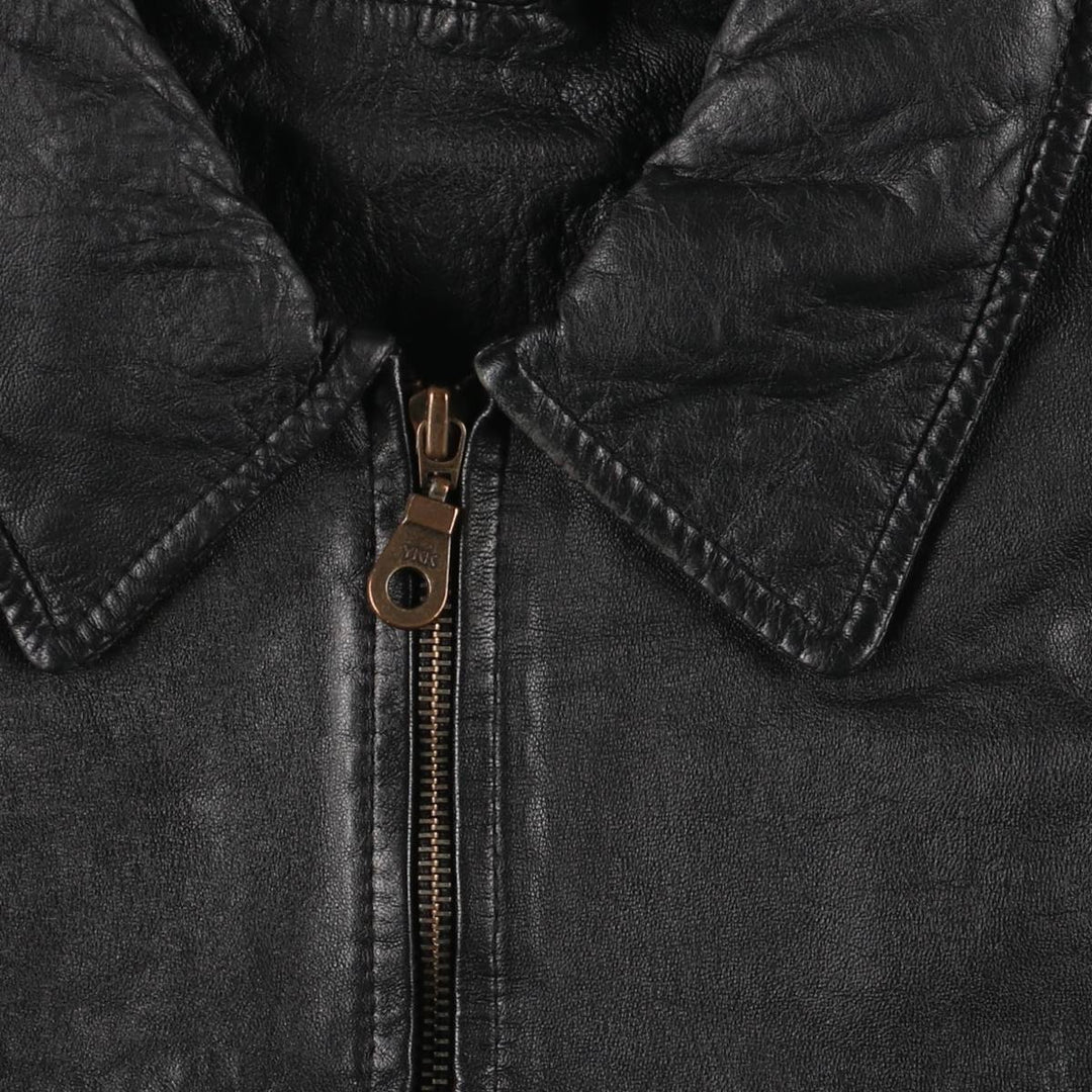 Swing top type leather blouson, men's size M genuine leather black type Vintage Second Hand