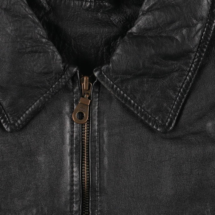 Swing top type leather blouson, men's size M genuine leather black type Vintage Second Hand