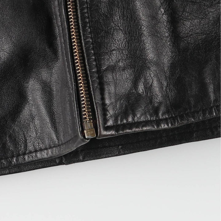 Swing top type leather blouson, men's size M genuine leather black type Vintage Second Hand