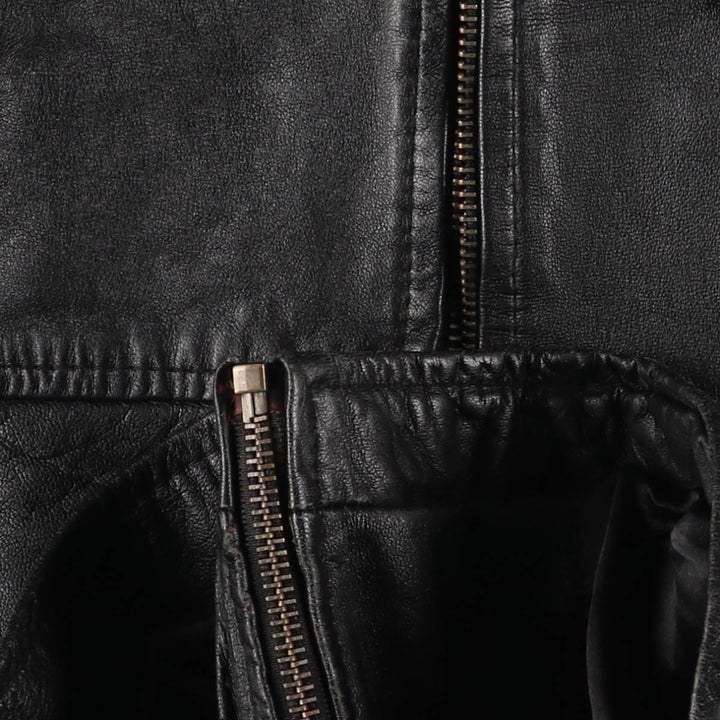 Swing top type leather blouson, men's size M genuine leather black type Vintage Second Hand