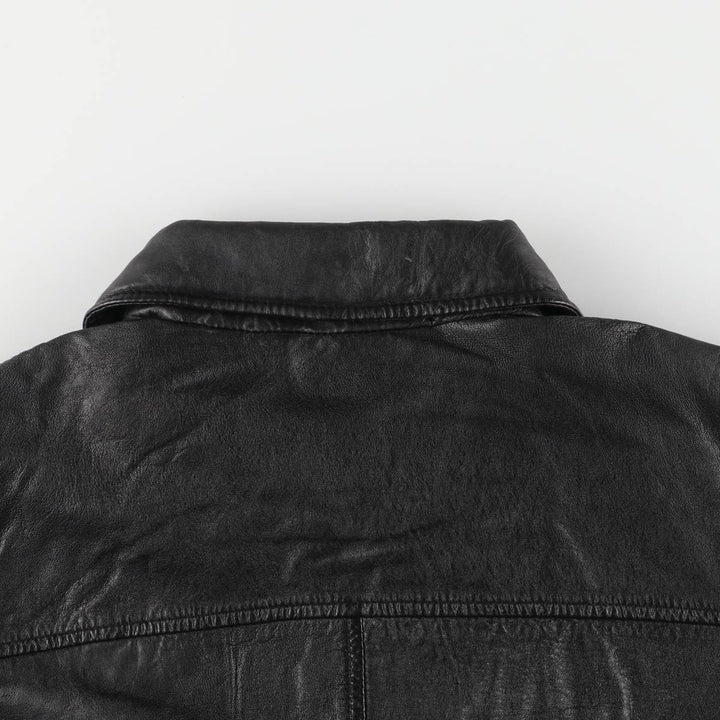 Swing top type leather blouson, men's size M genuine leather black type Vintage Second Hand