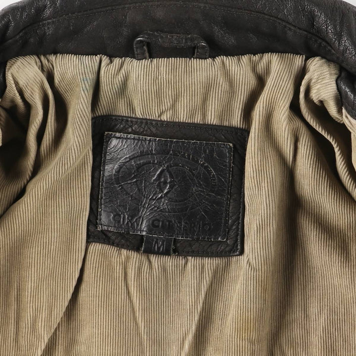 CIRO CITTERIO Swing Top Padded Leather Blouson, Men's Size M Polyester (insulation) black type Vintage Second Hand