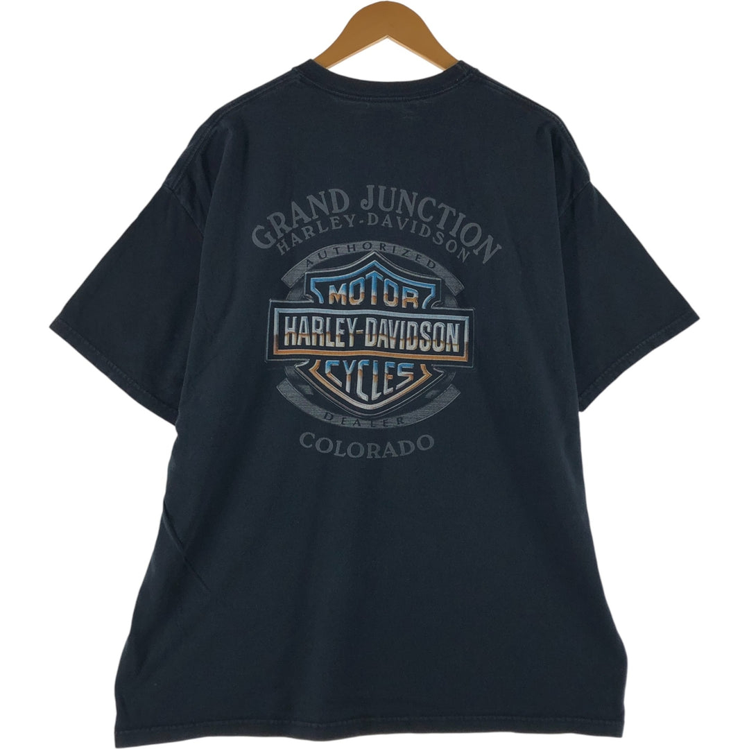 00'S Harley-Davidson Motorcycle Bike T-shirt Made in USA Men's XXL cotton black type Vintage Second Hand