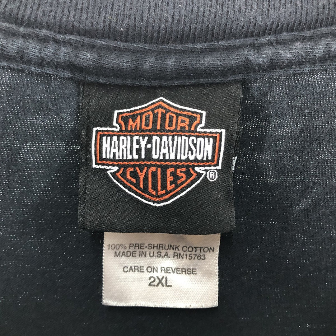 00'S Harley-Davidson Motorcycle Bike T-shirt Made in USA Men's XXL cotton black type Vintage Second Hand