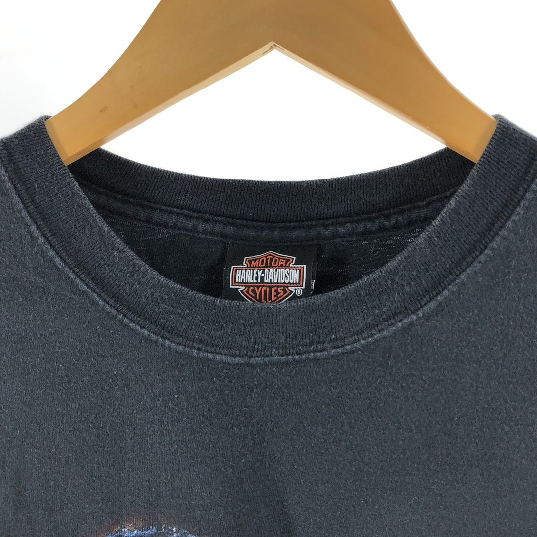 00'S Harley-Davidson Motorcycle Bike T-shirt Made in USA Men's XXL cotton black type Vintage Second Hand