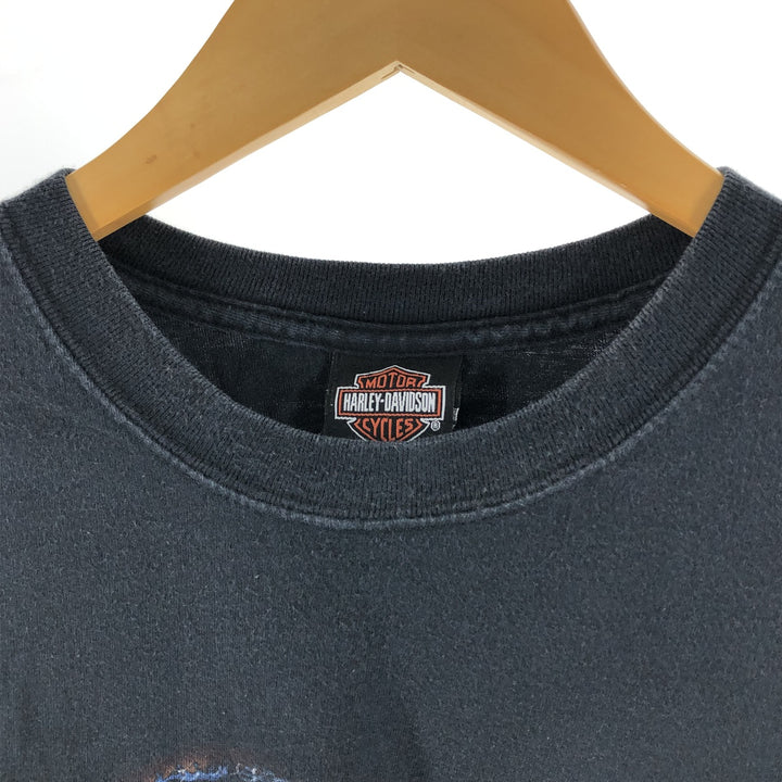 00'S Harley-Davidson Motorcycle Bike T-shirt Made in USA Men's XXL cotton black type Vintage Second Hand
