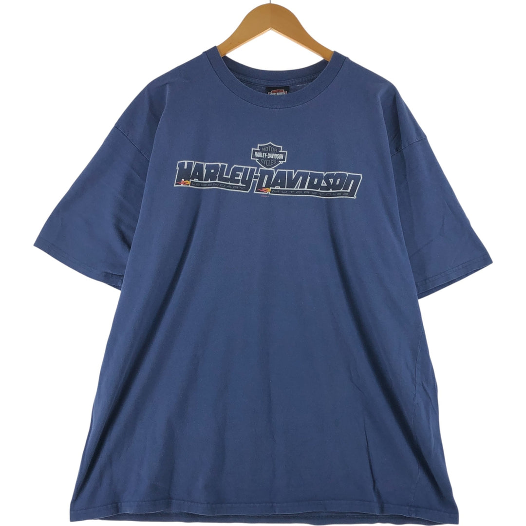00'S Harley-Davidson Motorcycle Bike T-shirt Made in USA Men's XXL cotton blue type Vintage Second Hand