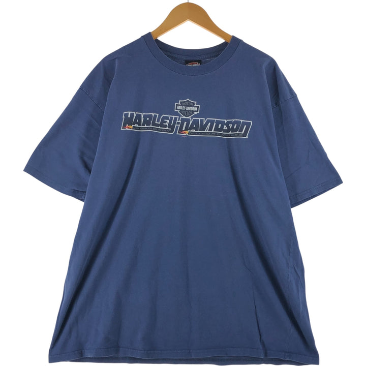 00'S Harley-Davidson Motorcycle Bike T-shirt Made in USA Men's XXL cotton blue type Vintage Second Hand