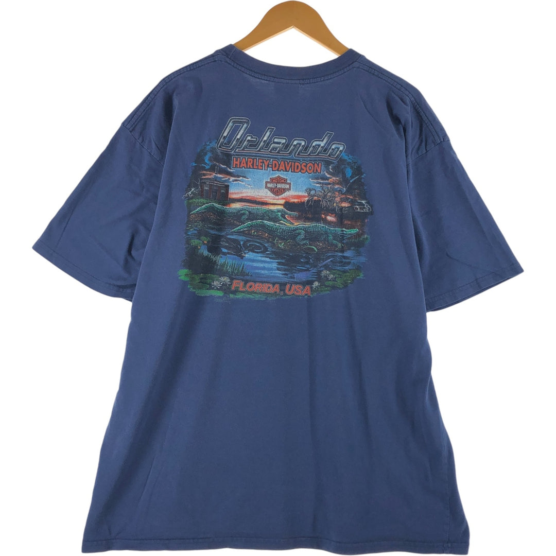 00'S Harley-Davidson Motorcycle Bike T-shirt Made in USA Men's XXL cotton blue type Vintage Second Hand