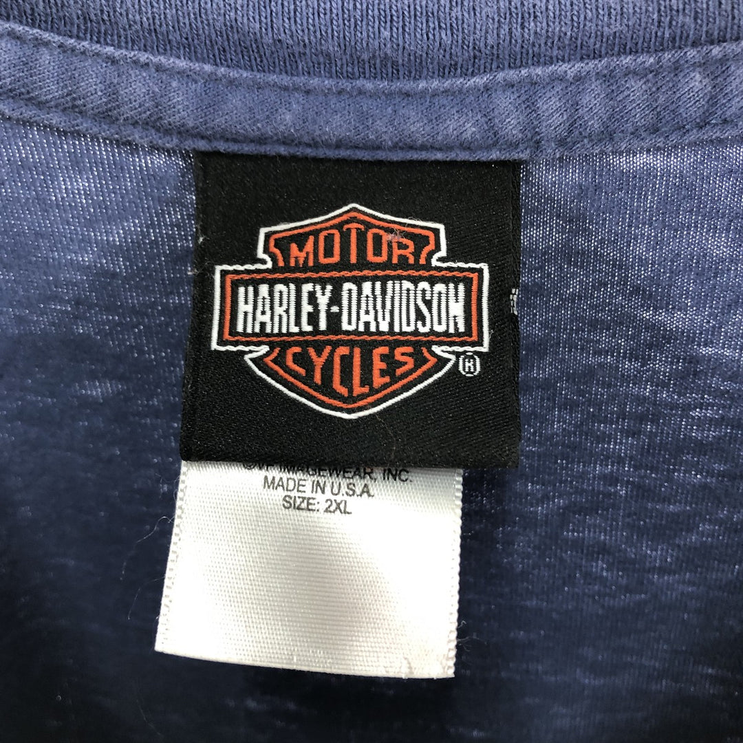 00'S Harley-Davidson Motorcycle Bike T-shirt Made in USA Men's XXL cotton blue type Vintage Second Hand