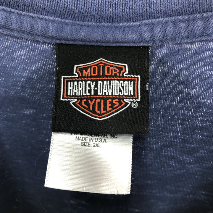 00'S Harley-Davidson Motorcycle Bike T-shirt Made in USA Men's XXL cotton blue type Vintage Second Hand