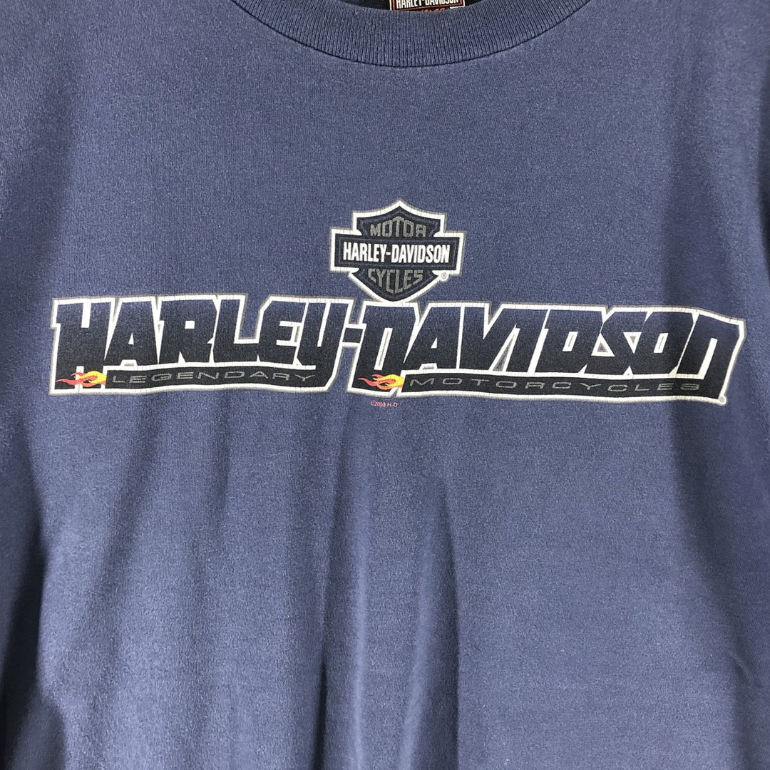 00'S Harley-Davidson Motorcycle Bike T-shirt Made in USA Men's XXL cotton blue type Vintage Second Hand