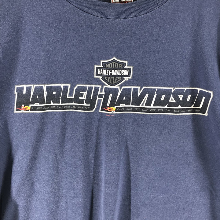00'S Harley-Davidson Motorcycle Bike T-shirt Made in USA Men's XXL cotton blue type Vintage Second Hand