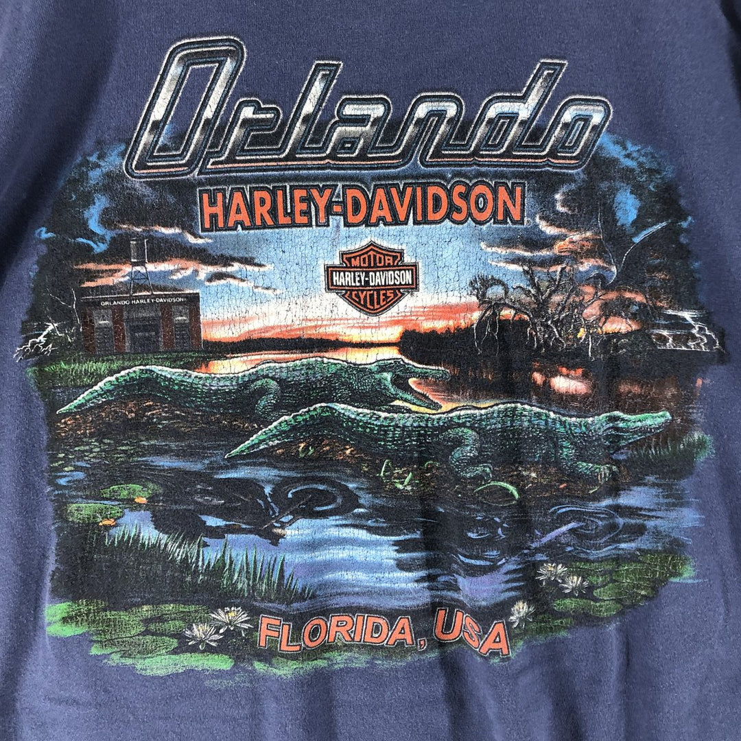 00'S Harley-Davidson Motorcycle Bike T-shirt Made in USA Men's XXL cotton blue type Vintage Second Hand