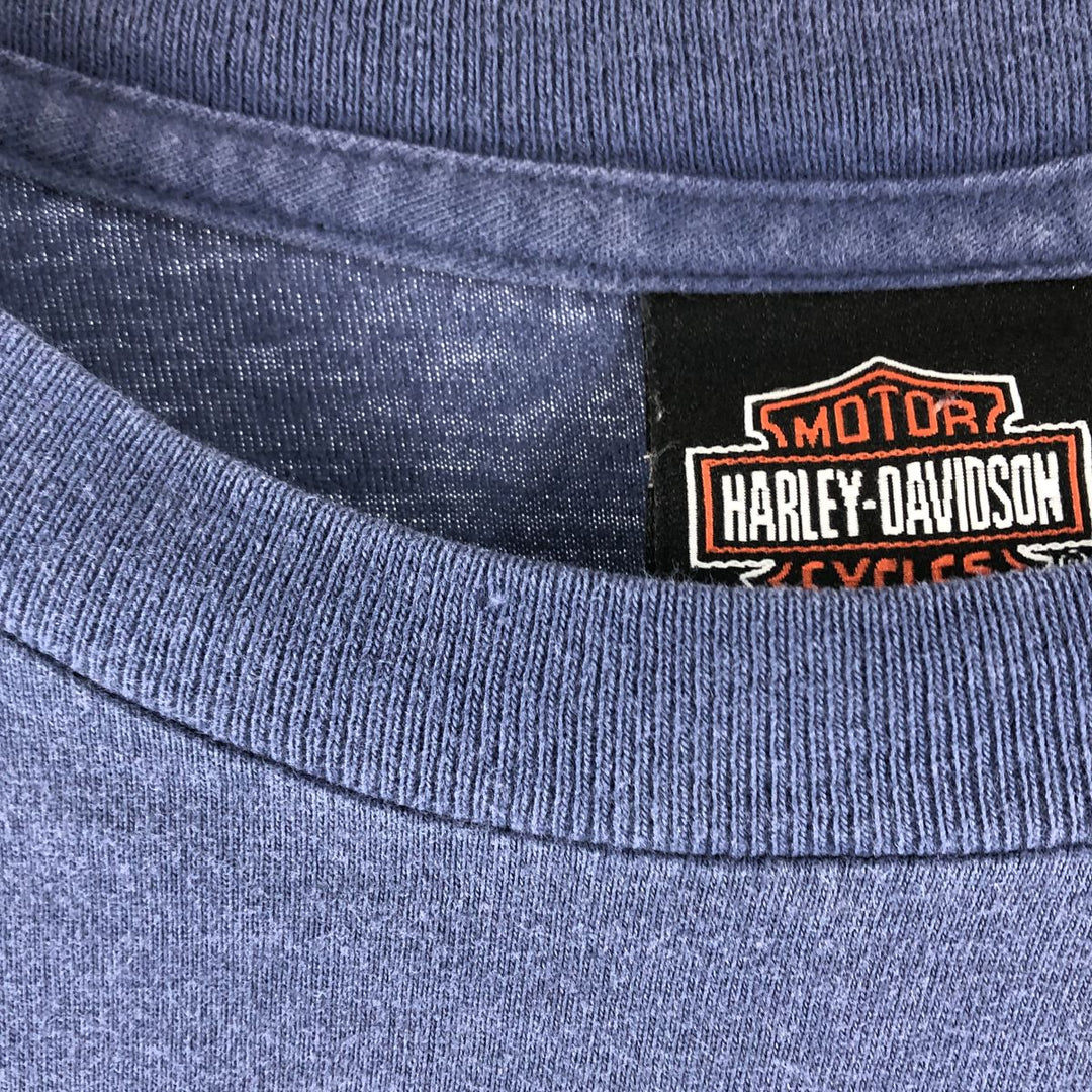 00'S Harley-Davidson Motorcycle Bike T-shirt Made in USA Men's XXL cotton blue type Vintage Second Hand