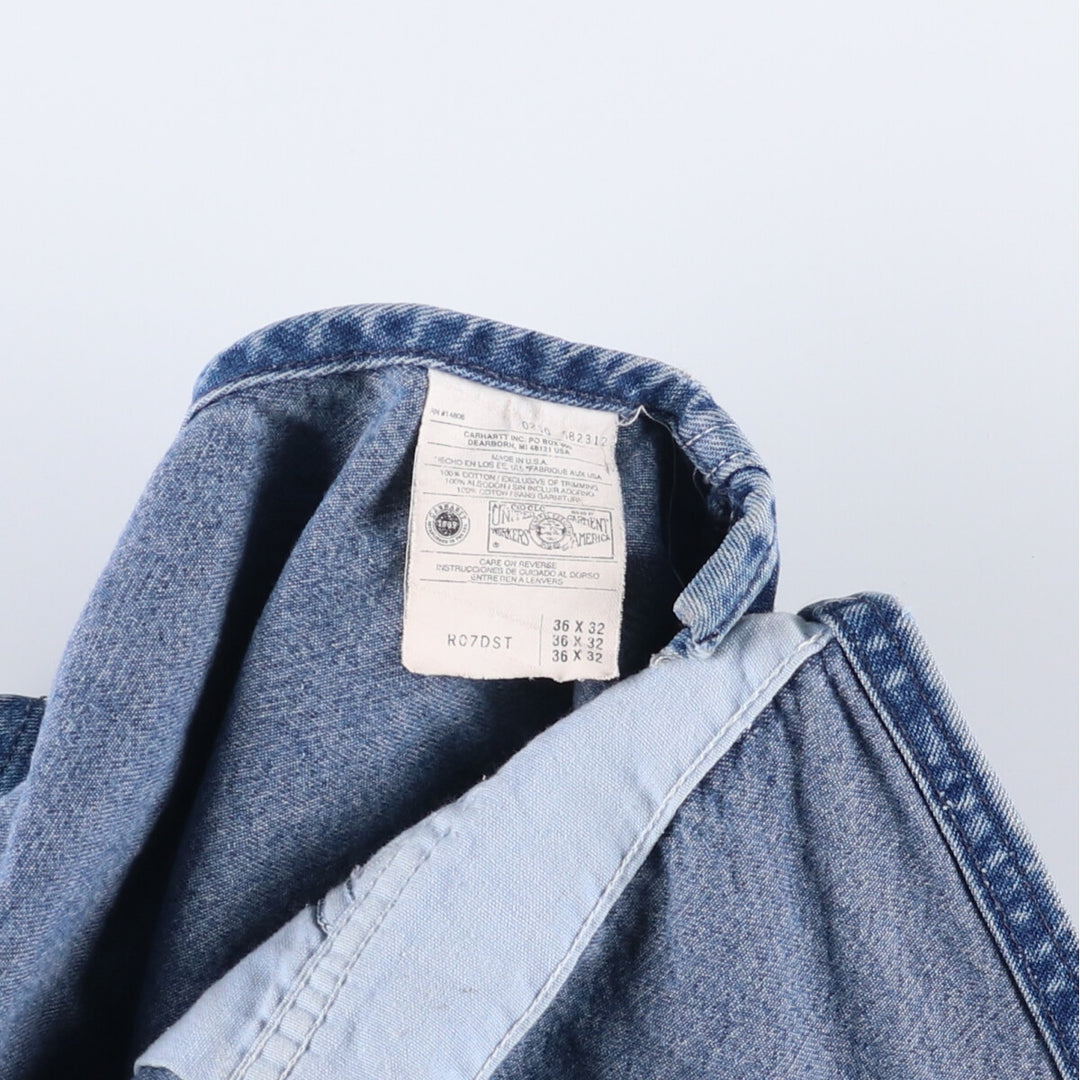 00'S Carhartt denim overalls, made in the USA, men's w36 equivalent cotton blue type Vintage Second Hand