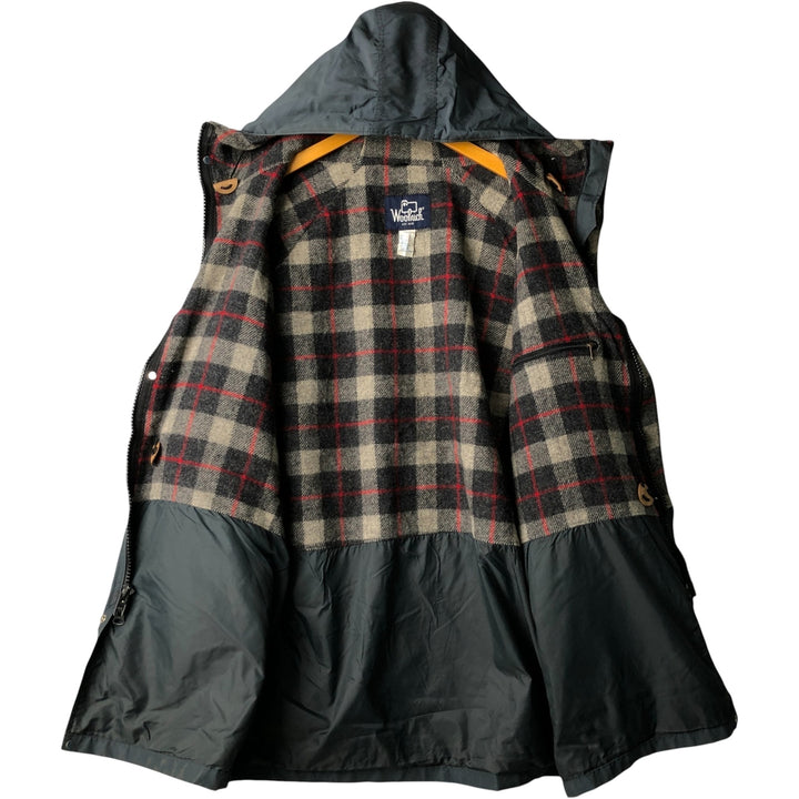 80'S WOOLRICH Mountain Parka Shell Jacket Made in USA Men's XL Vintage cotton navy blue type Vintage Second Hand