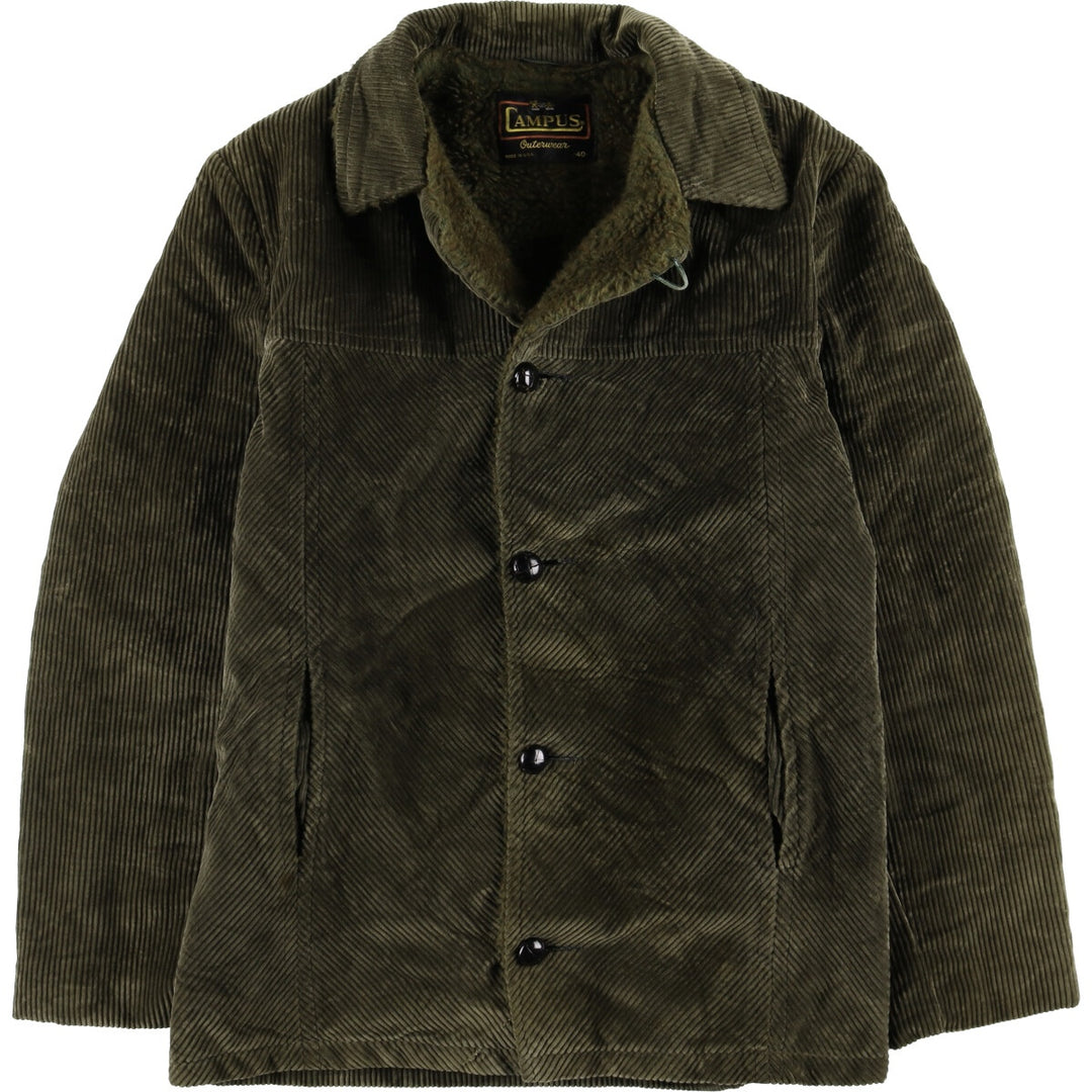 CAMPUS open-collar padded corduroy jacket, made in the USA, men's size M unclear Khaki type Vintage Second Hand