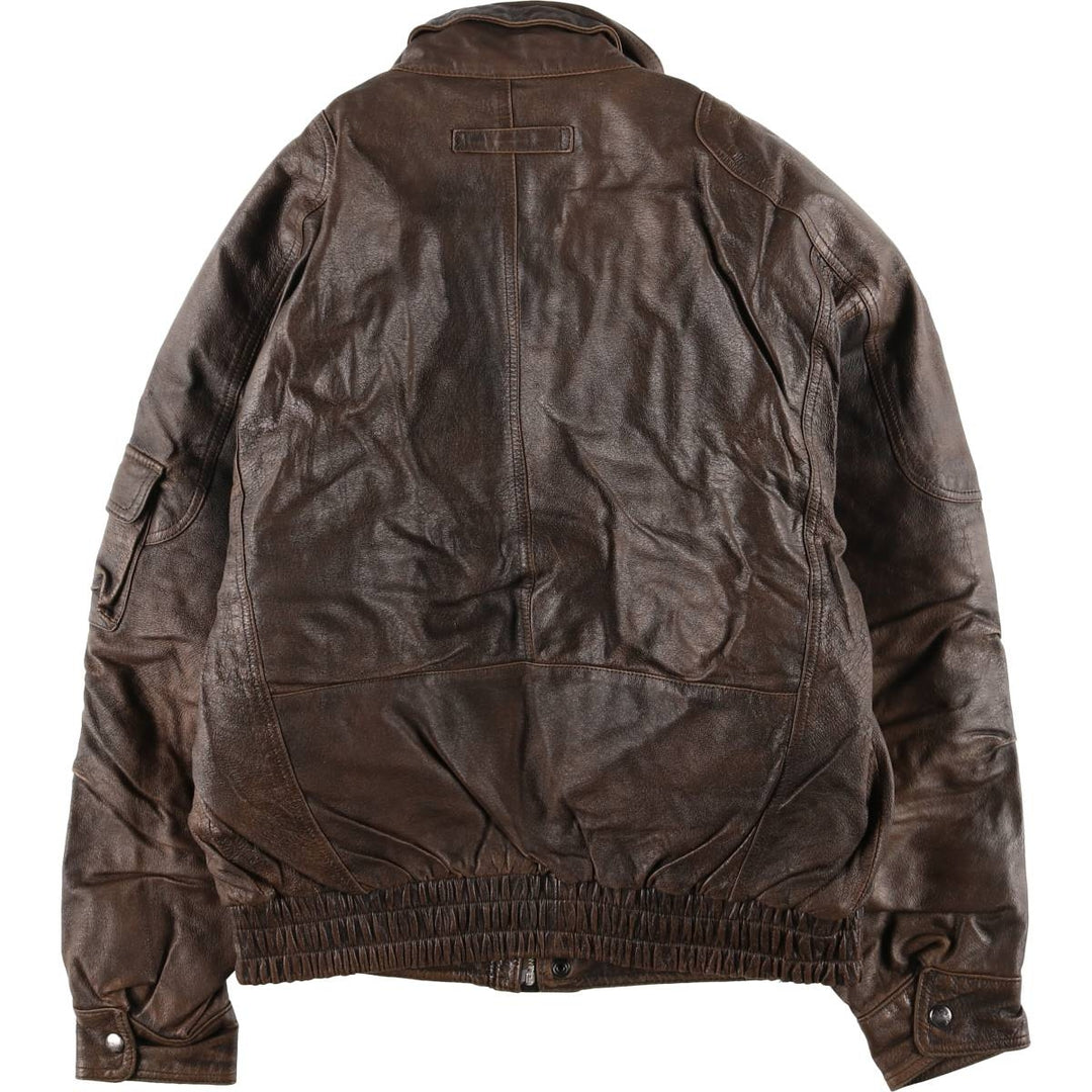 JOE ALFREDO Padded Leather Blouson, Men's Size L genuine leather brown type Vintage Second Hand