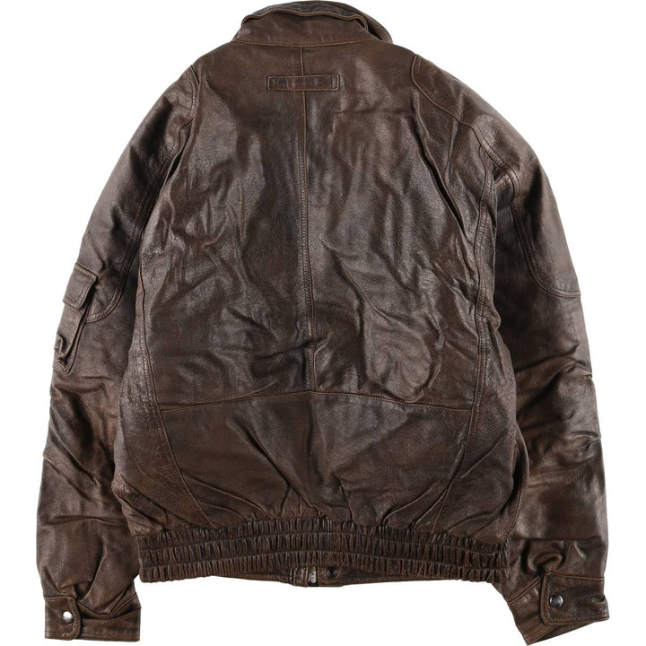 JOE ALFREDO Padded Leather Blouson, Men's Size L genuine leather brown type Vintage Second Hand