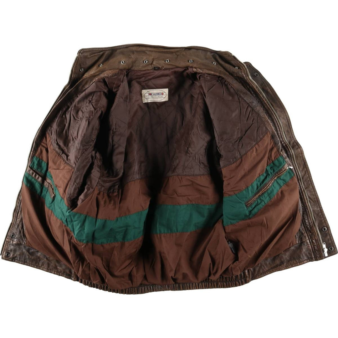 JOE ALFREDO Padded Leather Blouson, Men's Size L genuine leather brown type Vintage Second Hand