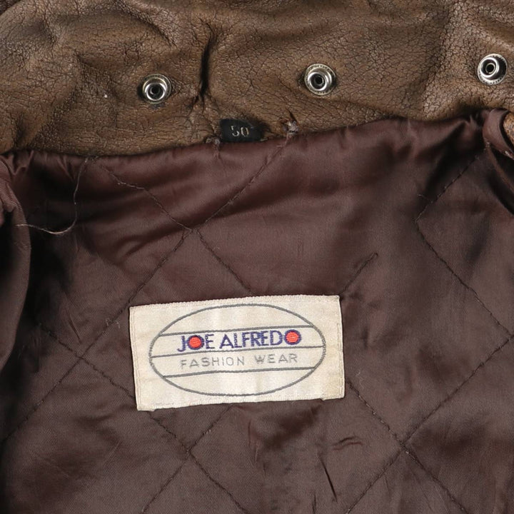 JOE ALFREDO Padded Leather Blouson, Men's Size L genuine leather brown type Vintage Second Hand
