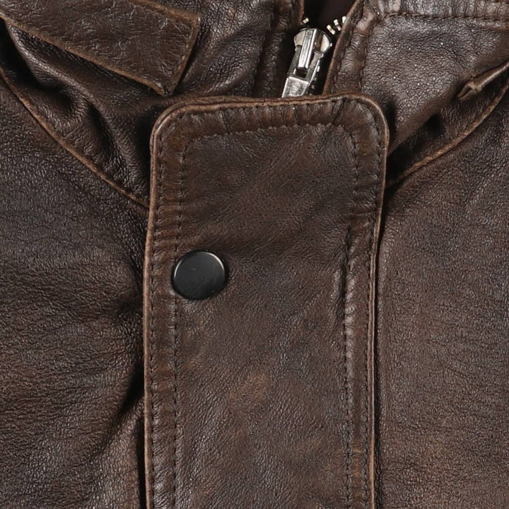 JOE ALFREDO Padded Leather Blouson, Men's Size L genuine leather brown type Vintage Second Hand