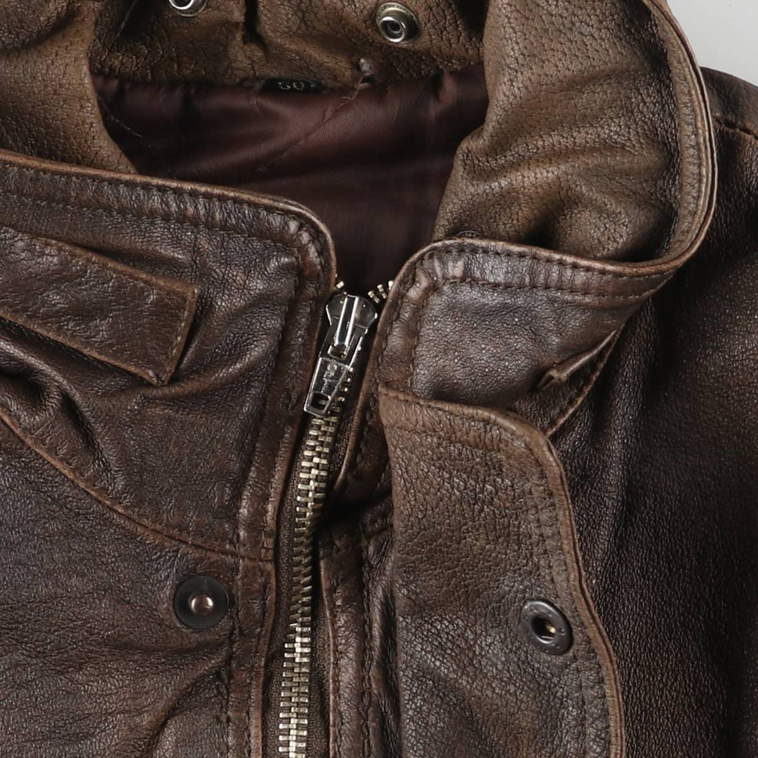 JOE ALFREDO Padded Leather Blouson, Men's Size L genuine leather brown type Vintage Second Hand