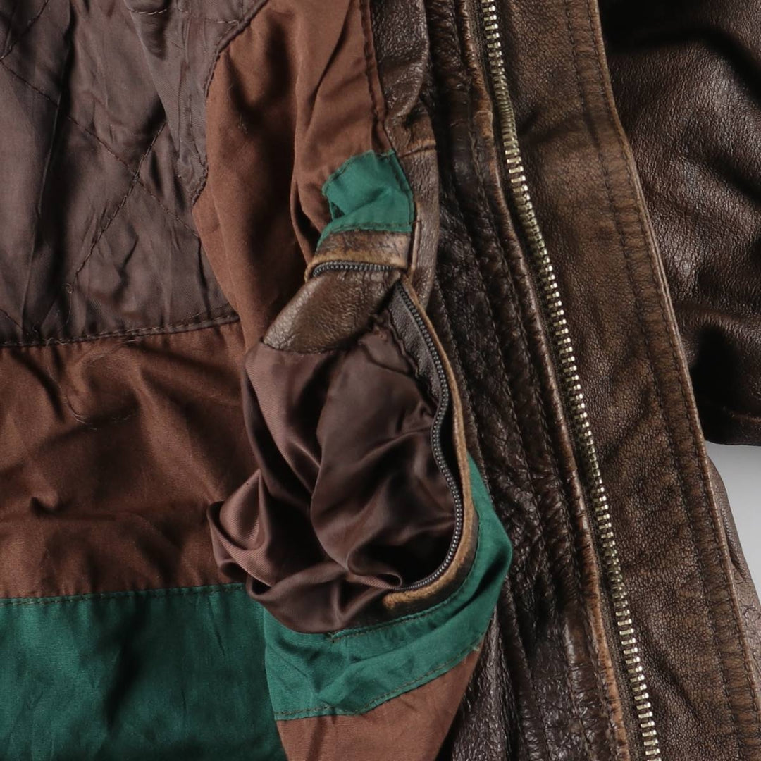JOE ALFREDO Padded Leather Blouson, Men's Size L genuine leather brown type Vintage Second Hand