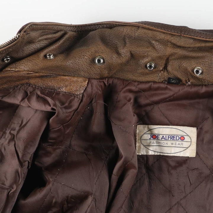 JOE ALFREDO Padded Leather Blouson, Men's Size L genuine leather brown type Vintage Second Hand