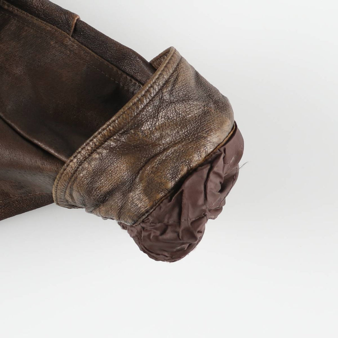 JOE ALFREDO Padded Leather Blouson, Men's Size L genuine leather brown type Vintage Second Hand