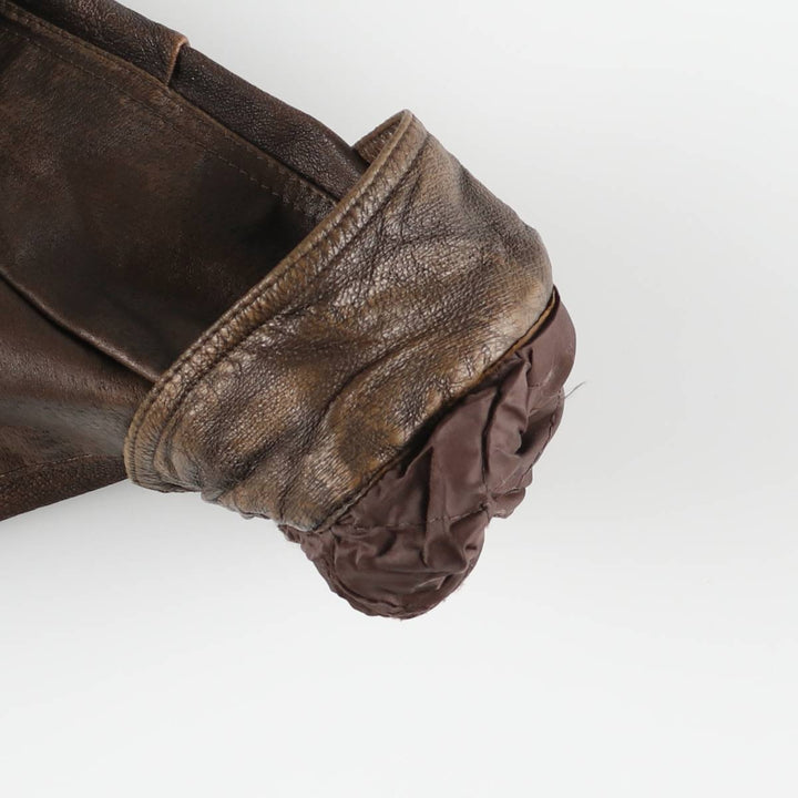 JOE ALFREDO Padded Leather Blouson, Men's Size L genuine leather brown type Vintage Second Hand