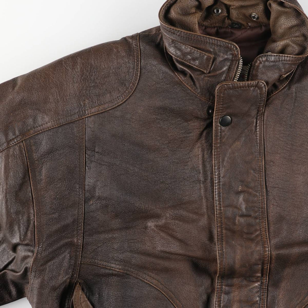 JOE ALFREDO Padded Leather Blouson, Men's Size L genuine leather brown type Vintage Second Hand