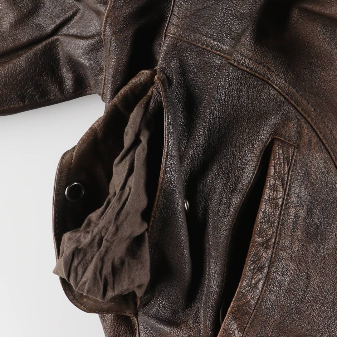 JOE ALFREDO Padded Leather Blouson, Men's Size L genuine leather brown type Vintage Second Hand