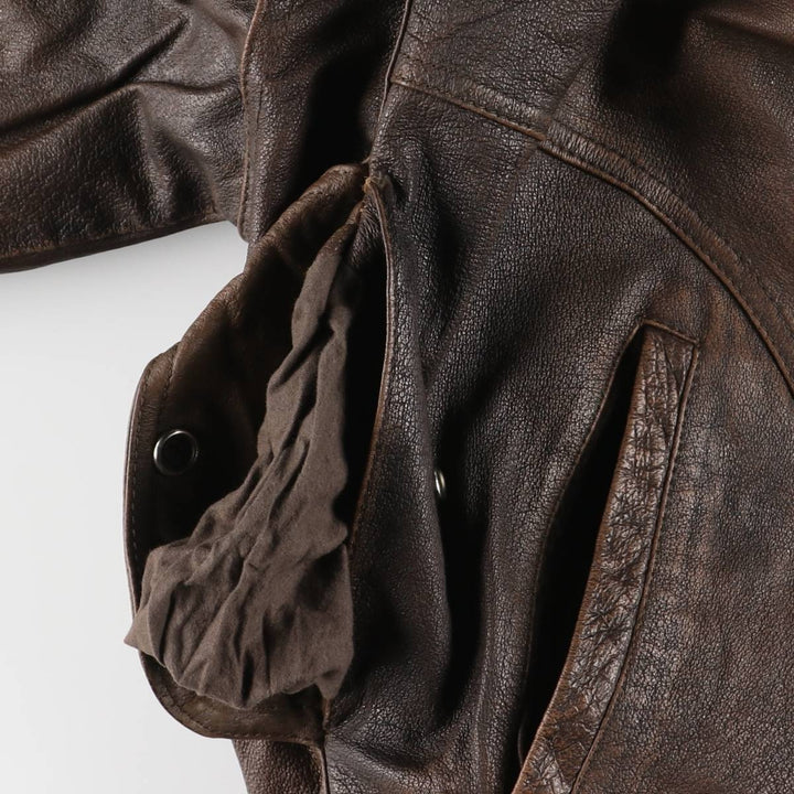 JOE ALFREDO Padded Leather Blouson, Men's Size L genuine leather brown type Vintage Second Hand