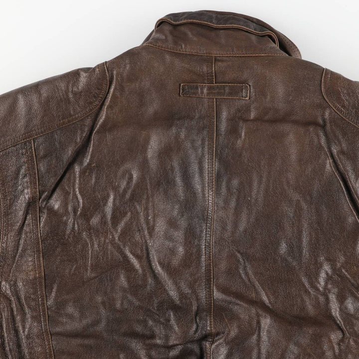 JOE ALFREDO Padded Leather Blouson, Men's Size L genuine leather brown type Vintage Second Hand