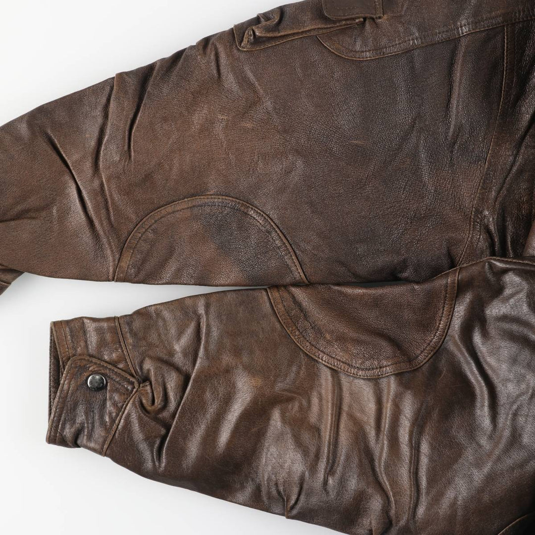 JOE ALFREDO Padded Leather Blouson, Men's Size L genuine leather brown type Vintage Second Hand