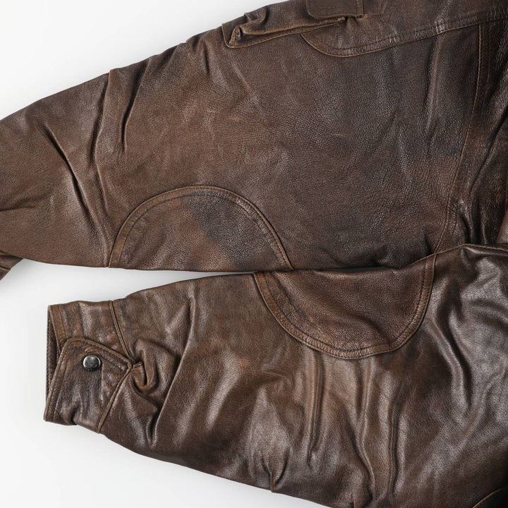 JOE ALFREDO Padded Leather Blouson, Men's Size L genuine leather brown type Vintage Second Hand