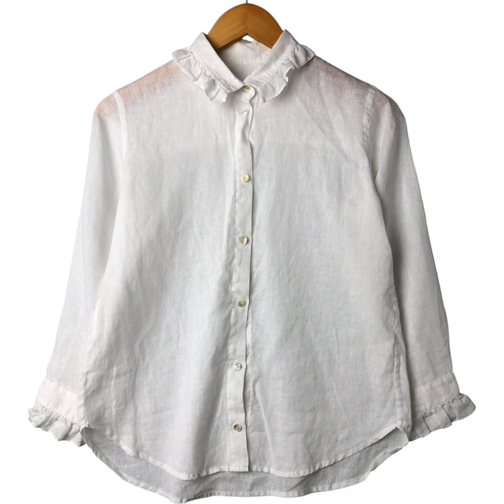 BEATRICE VALENZUELA Frill collar long sleeve frill blouse women's size M unclear white type Vintage Second Hand