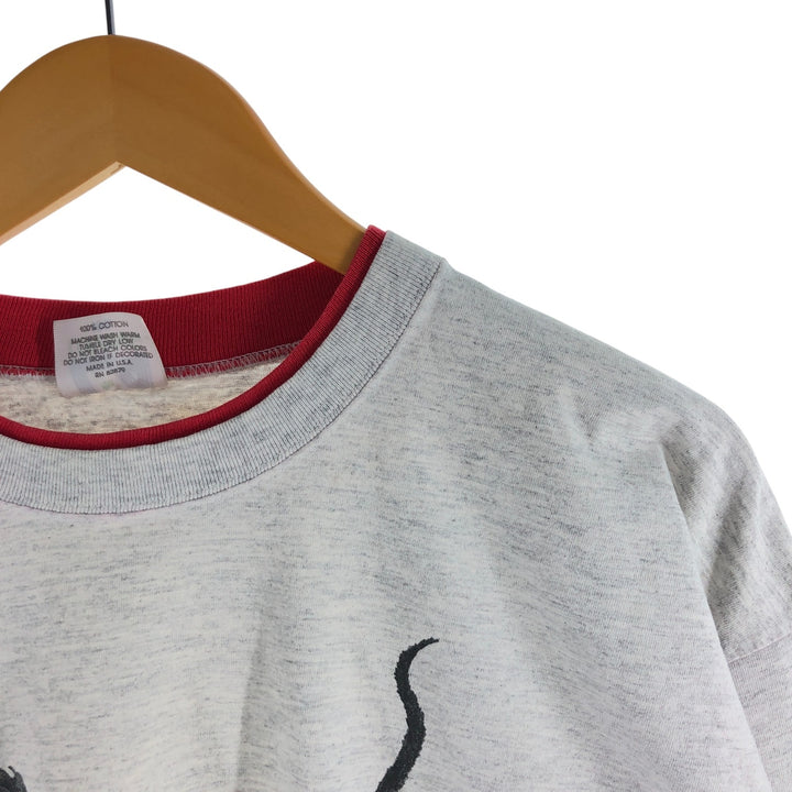90'S LA LOVING Cat Pattern Animal T-shirt Made in USA Women's XXL Vintage cotton gray type Vintage Second Hand