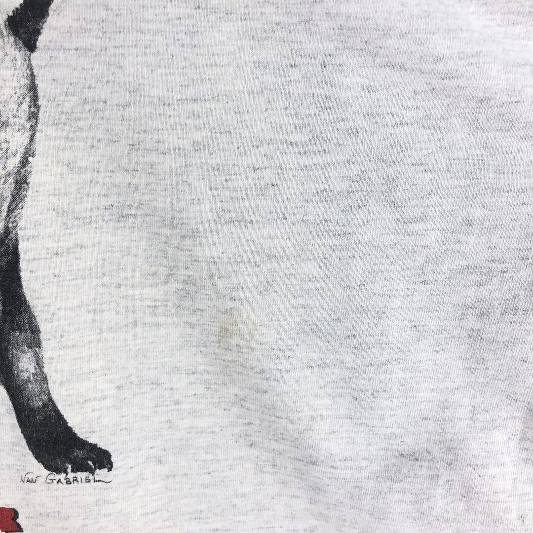 90'S LA LOVING Cat Pattern Animal T-shirt Made in USA Women's XXL Vintage cotton gray type Vintage Second Hand