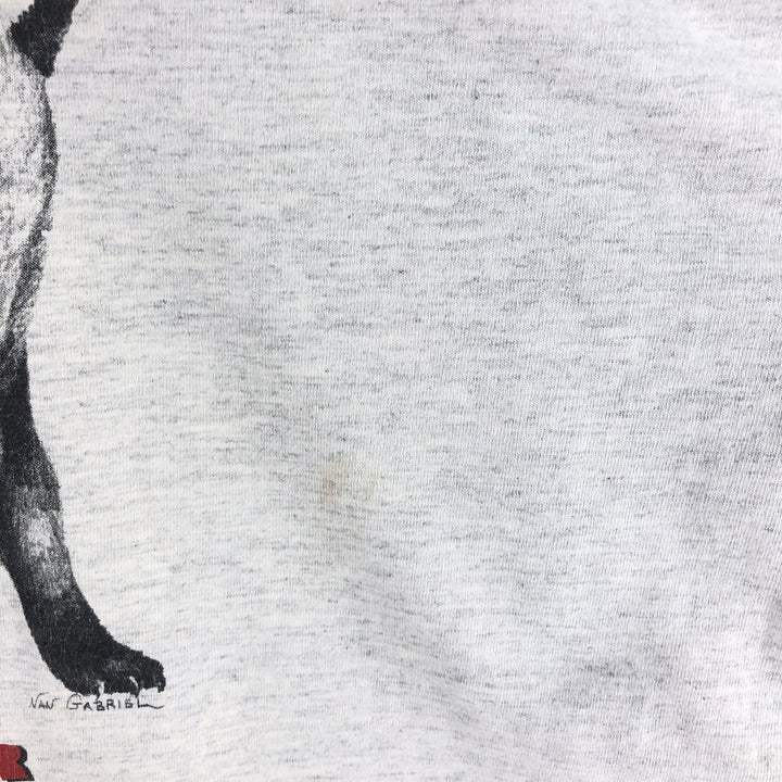 90'S LA LOVING Cat Pattern Animal T-shirt Made in USA Women's XXL Vintage cotton gray type Vintage Second Hand