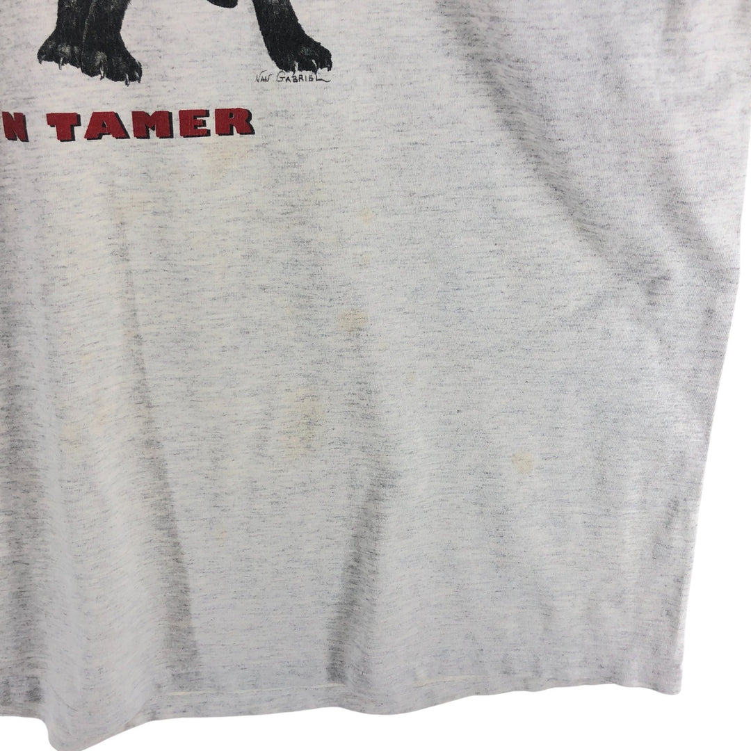 90'S LA LOVING Cat Pattern Animal T-shirt Made in USA Women's XXL Vintage cotton gray type Vintage Second Hand