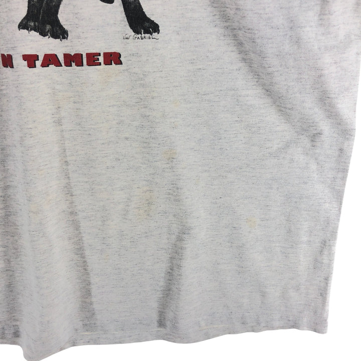 90'S LA LOVING Cat Pattern Animal T-shirt Made in USA Women's XXL Vintage cotton gray type Vintage Second Hand