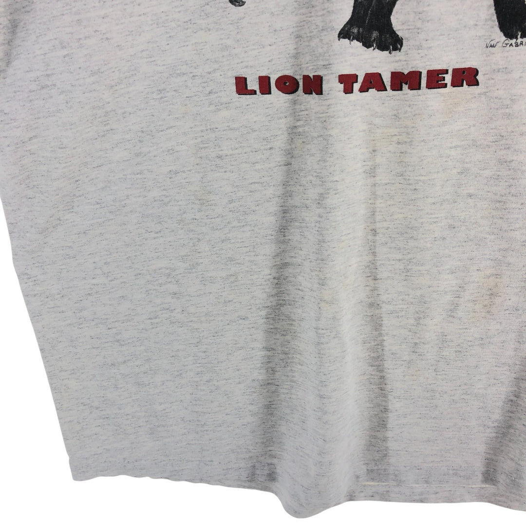 90'S LA LOVING Cat Pattern Animal T-shirt Made in USA Women's XXL Vintage cotton gray type Vintage Second Hand