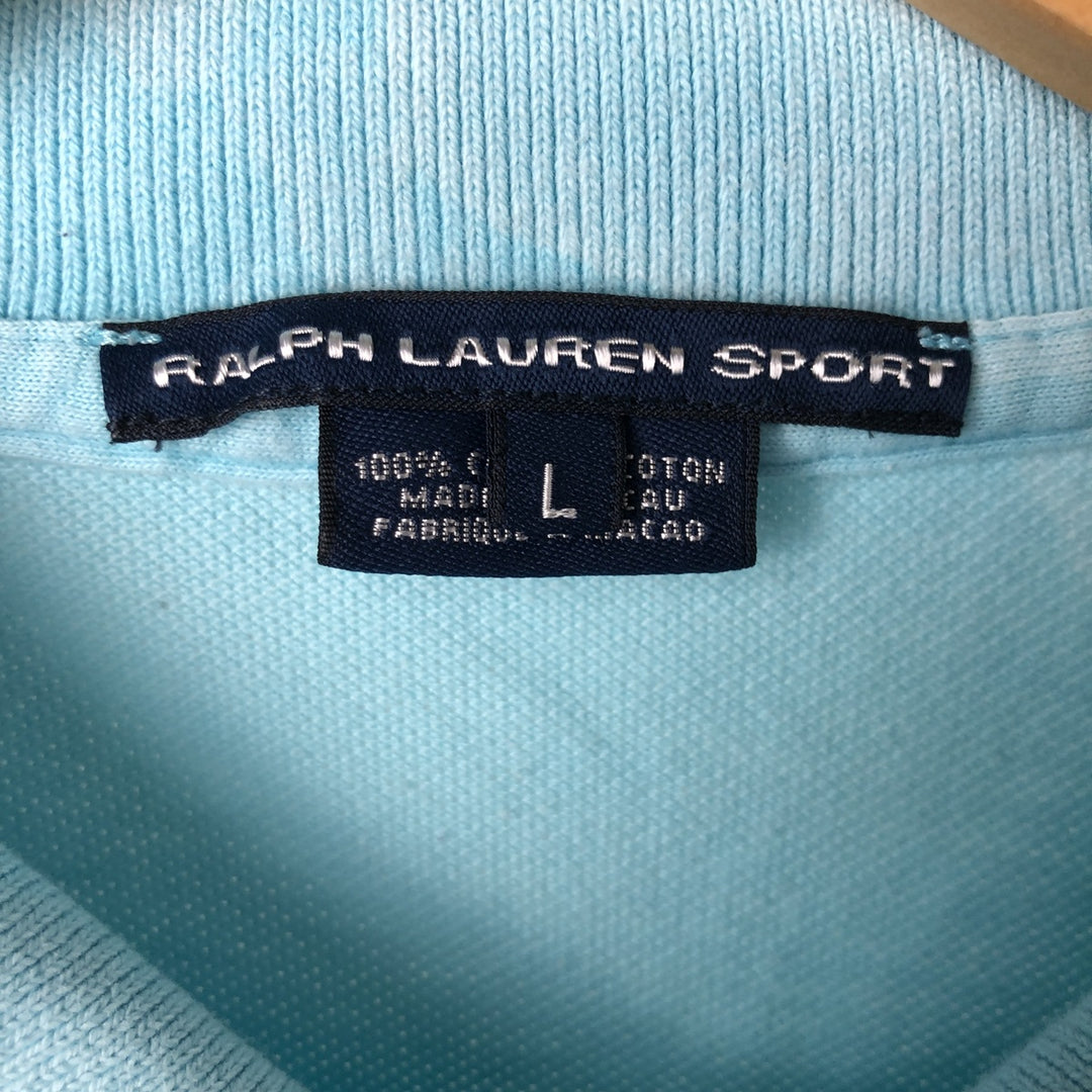 Ralph Lauren RALPH LAUREN SPORT short sleeve polo shirt for women size L cotton Blue type light blue Vintage Second Hand