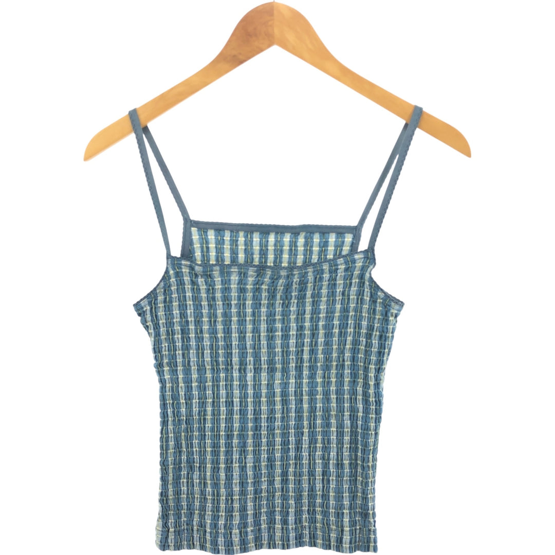 MAGAZINE Check Pattern Cropped Camisole Women's S size unclear Blue type light blue Vintage Second Hand