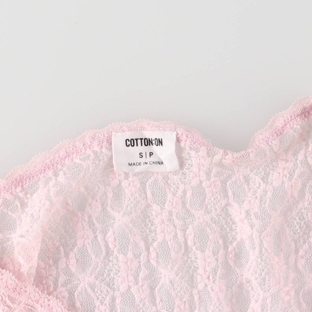 COTTON ON V-neck all-lace ruffled tank top, women's size S polyamide pink type Vintage Second Hand