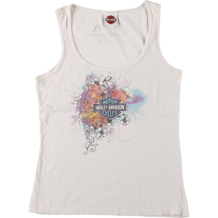 Harley-Davidson Tank Top for Women (Size L) cotton white type Vintage Second Hand