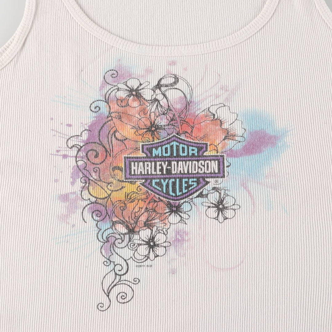 Harley-Davidson Tank Top for Women (Size L) cotton white type Vintage Second Hand